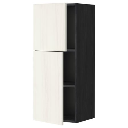 Навесной шкаф с полками, 2 дверцы МЕТОД, черный, Росдаль белый