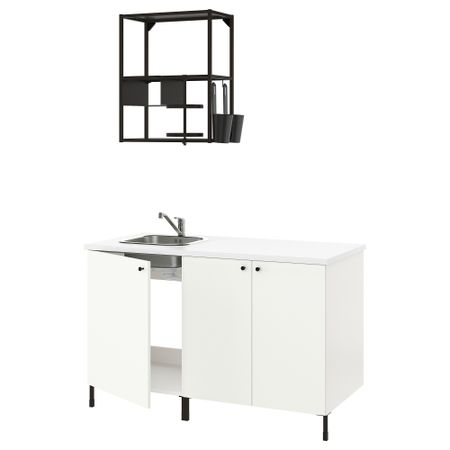 Кухня, антрацит, белый, 143x63.5x222 см IKEA BEGIVENHET БЕГИВЕНХЕТ 693.372.50