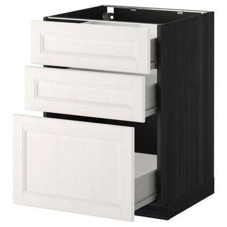 Напольный шкаф с 3 ящиками МЕТОД / ФОРВАРА, черный, Лаксарби белый