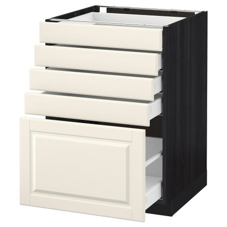 Напольный шкаф с 5 ящиками МЕТОД / МАКСИМЕРА, черный, Будбин белый с оттенком