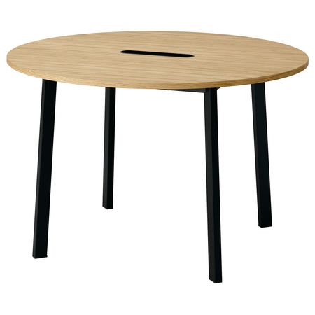 MITTZON Конференц-стол - круглой формы дубовый шпон/чёрный 120x75 см