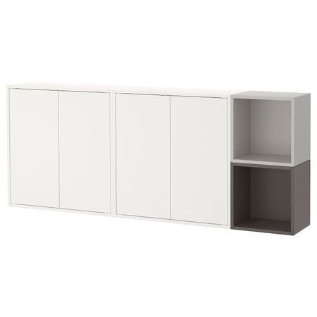 Комбинация настенных шкафов, белый, темно-серый/светло-серый 175x25x70 см IKEA EKET ЭКЕТ 291.909.00