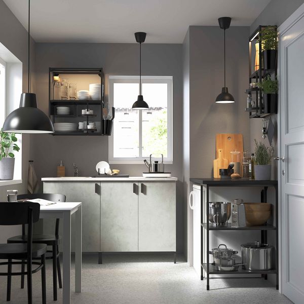 Кухня, 143x63.5x222 см, антрацит, под бетон IKEA BEGIVENHET БЕГИВЕНХЕТ 793.372.59 - фото 3