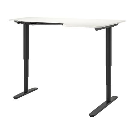 Угловой письменный стол правый, трансформер, 160x110 см, белый, черный IKEA BEKANT БЕКАНТ 890.225.03