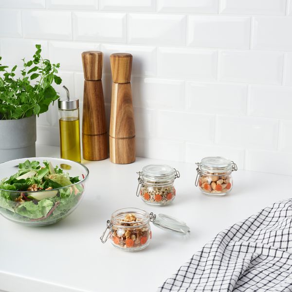 Банка с крышкой, 13 сл, прозрачное стекло с рисунком, ярко-оранжевый IKEA KORKEN КОРКЕН 305.536.45 - фото 4