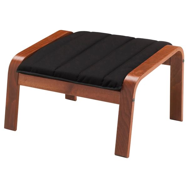 Табурет для ног ПОЭНГ, классический коричневый, Ранста черный - фото 1