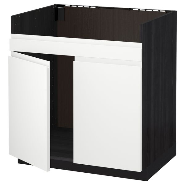 Напольный шкаф для двойной мойки ДУМШЁ МЕТОД, черный, Воксторп белый (80x60 см) - схема-чертеж с размерами