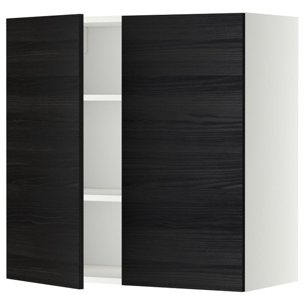 Навесной шкаф с полками/2дверцы, белый, Тингсрид черный 80x80 см IKEA МЕТОД 192.245.28 - схема-чертеж с размерами