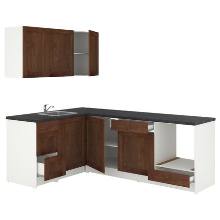 Кухня, под коричневый мореный ясень 160x240x220 см IKEA KNOXHULT КНОКСХУЛЬТ 094.177.68