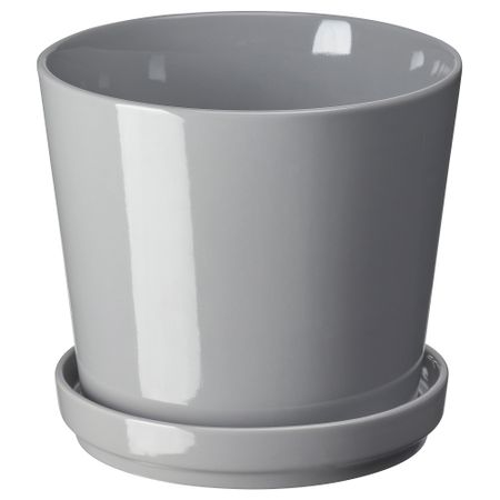 Горшок цветочный с поддоном, для дома, улицы серый, 15 см IKEA CITRUSFRUKT 205.084.32