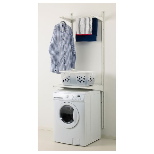 Настенная шина, полки/сушилка, белый 65x40x196 см IKEA АЛЬГОТ 892.304.08 - схема-чертеж с размерами