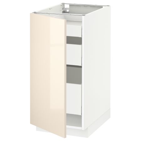 Напольный шкаф с 1 дверцей, 3 ящика МЕТОД / МАКСИМЕРА, белый, Рингульт кремовый