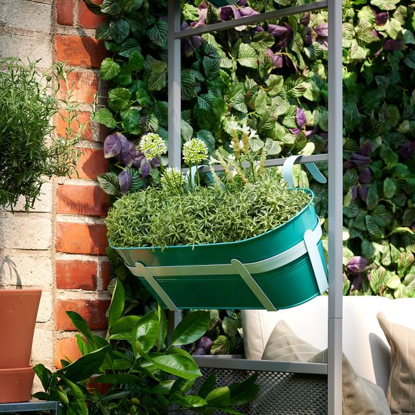 Ящик для цветов с держ, для дома, улицы бирюзовый 51x19 см IKEA СОККЕР 604.523.29 - фото 3