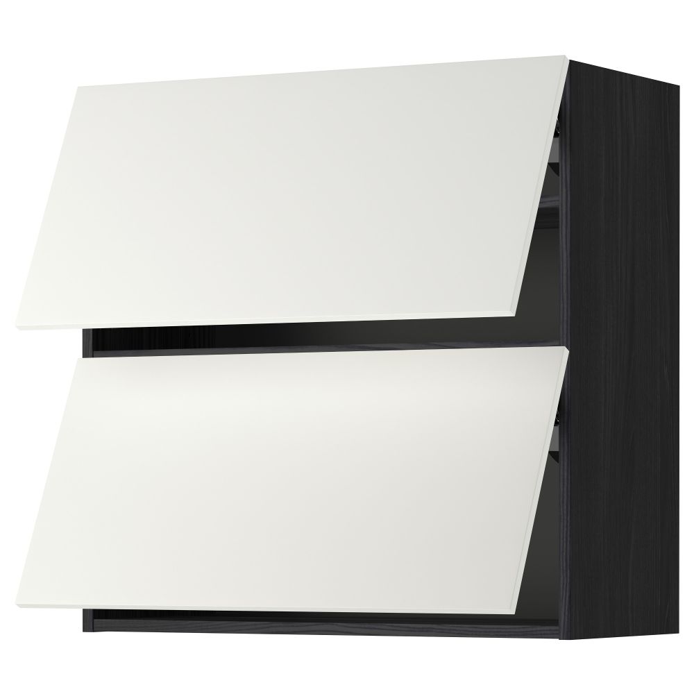 Навесной шкаф, 2 дверцы, горизонтальный МЕТОД, черный, Хэггеби белый - схема-чертеж с размерами
