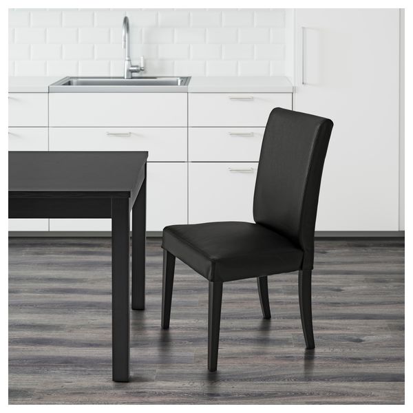 Стул ХЕНРИКСДАЛЬ, коричнево-чёрный, Глосе черный - фото 2
