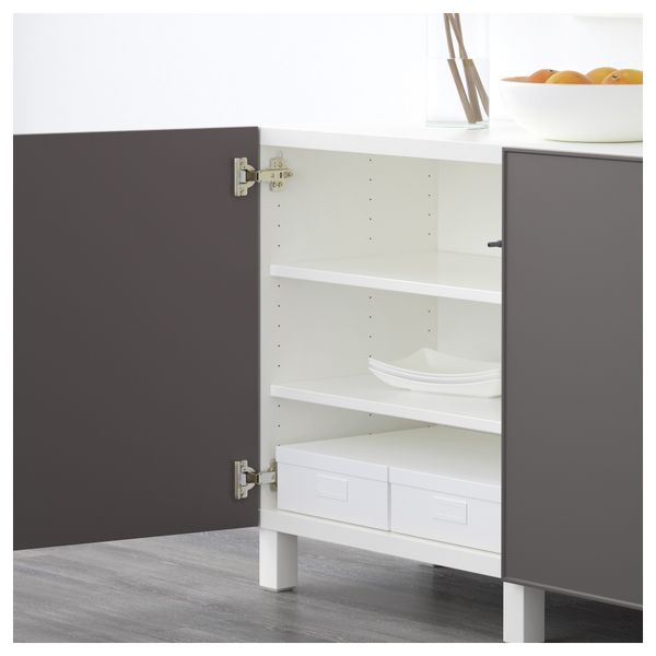 Комбинация для хранения с дверцами БЕСТО, белый, Грундсвикен темно-серый - схема-чертеж с размерами