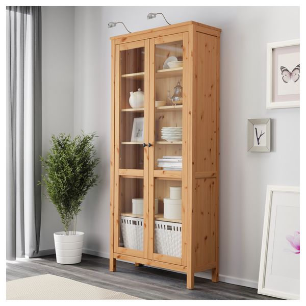 Шкаф-витрина ХЕМНЭС, светло-коричневый (90x197 см) - фото 3