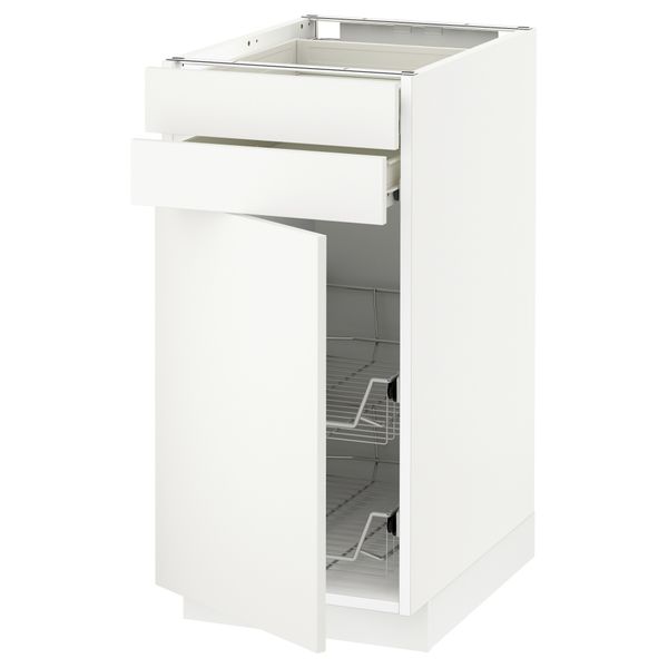 Напольный шкаф, дверца, 2 ящика, проволочных корзин МЕТОД / ФОРВАРА, белый, Хэггеби белый - схема-чертеж с размерами