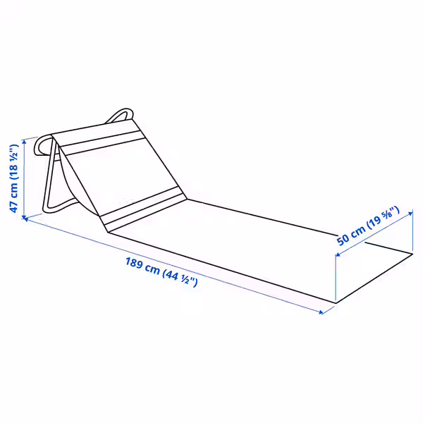 STRANDÖN СТРАНДЁН Шезлонг - синий/белый - схема-чертеж с размерами