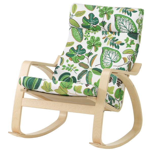 Кресло-качалка ПОЭНГ, березовый шпон, Симмарп зеленый - фото 1