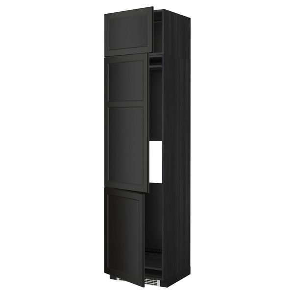 Высокий шкаф для холодильника или морозильника, с 3 дверями МЕТОД, черный, Лаксарби черно-коричневый - схема-чертеж с размерами