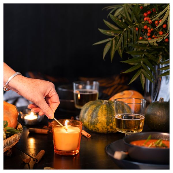 Ароматическая свеча в банке + крышка, 25 ч, Пряная тыква, оранжевый IKEA ASPSKOG 105.272.09 - фото 4