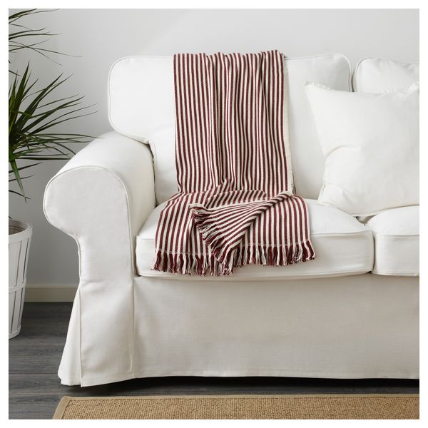 Плед ТУВАЛИ, в полоску белый, красно-коричневый (120x180 см) - фото 4