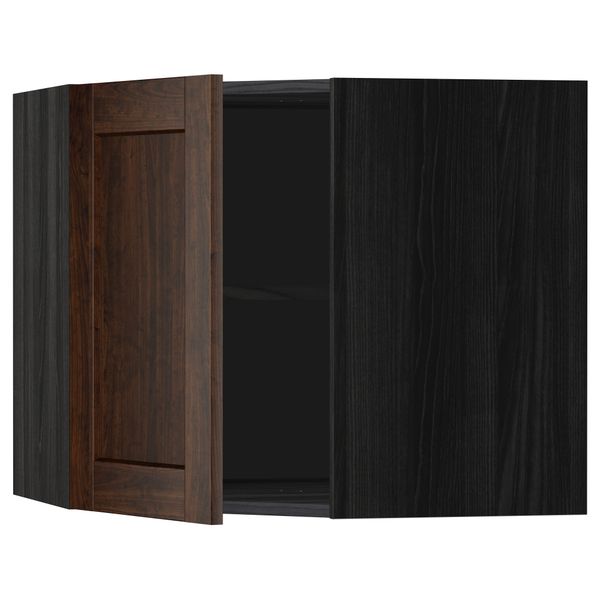 Угловой навесной шкаф с полками МЕТОД, черный, Эдсерум коричневый - схема-чертеж с размерами