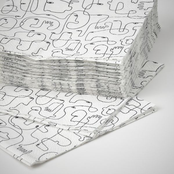 Салфетка бумажная, с рисунком/черный-белый 24x24 см IKEA VÅRFEST ВОРФЕСТ 405.159.50 - фото 2