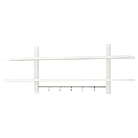 Навесная полка с 5 крючками, 140x50 см, белый IKEA IKEA 365 + VÄRDEFULL ИКЕА 365 + ВЭРДЕ 502.413.37