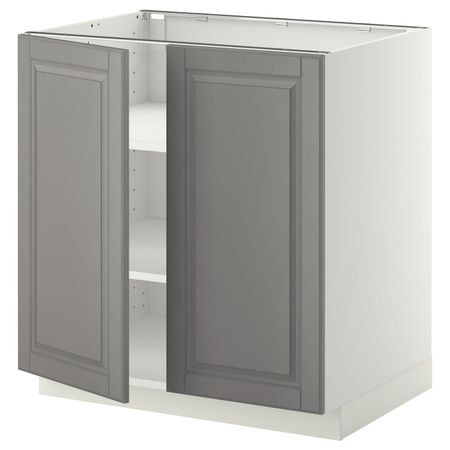 Напольный шкаф с полками/2двери, белый/Будбин серый 80x60 см IKEA METOD МЕТОД 892.277.12