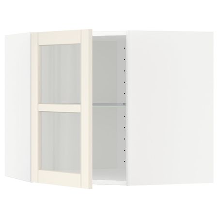 Угловой навесной шкаф с полками, стекляными дв, белый/Хитарп белый с оттенком 68x60 см IKEA METOD МЕТОД 292.404.34