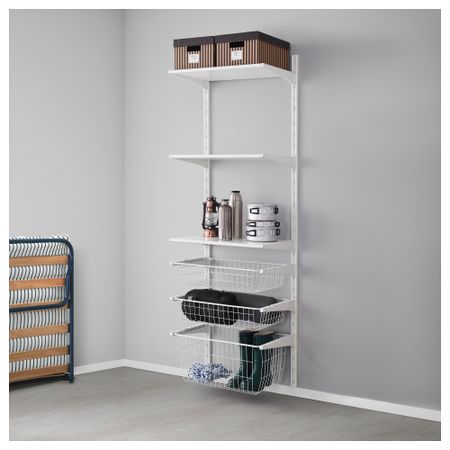 Настенная шина, проволочные корзины АЛЬГОТ, белый (66x41x197 см)