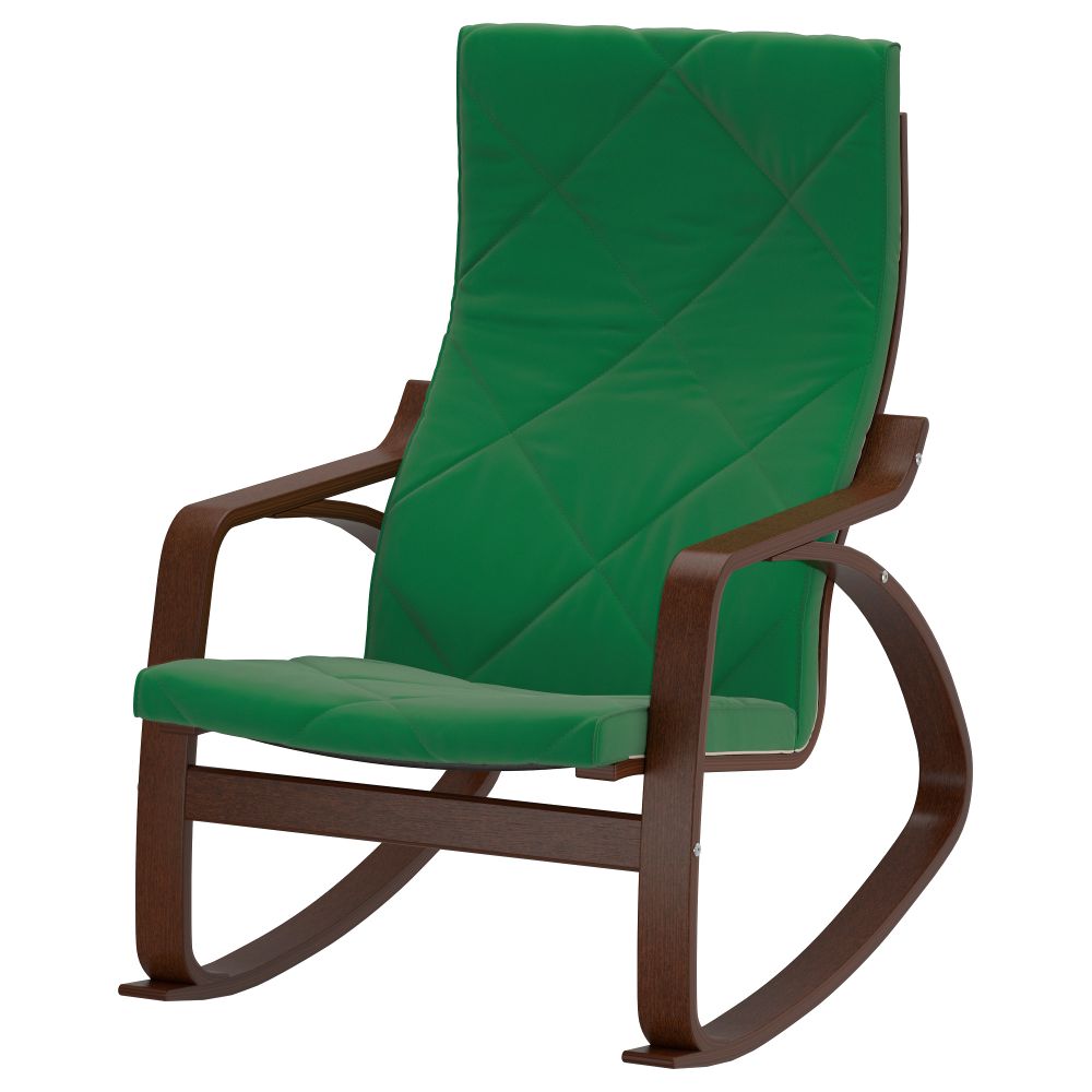 Кресло-качалка ПОЭНГ, коричневый, Сандбакка зеленый - фото 1