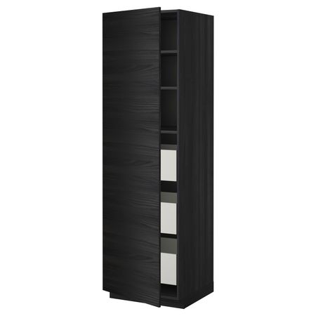 Высокий шкаф с ящиками, черный, Тингсрид черный 60x60x200 см IKEA МЕТОД / МАКСИМЕРА 493.591.20
