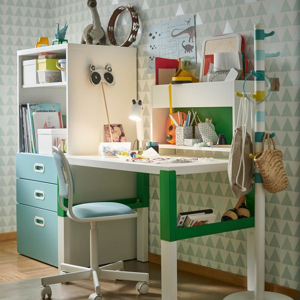 Детский стул для письменного стола, белый/Висле синий-зеленый IKEA ÖRFJÄLL ОРФЬЕЛЛЬ 604.417.84 - фото 3