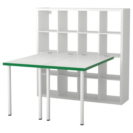 Стол, комбинация КАЛЛАКС, бел/зелен (147x147 см)