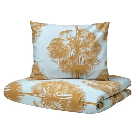 Пододеяльник и наволочка, 150x200/50x60 см, голубой/желто-коричневый IKEA ÄNGLATRUMPET 305.410.49