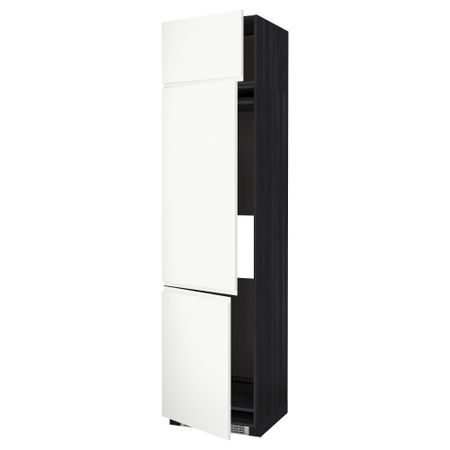 Высокий шкаф для холодильника или морозильника, с 3 дверями МЕТОД, черный, Воксторп белый