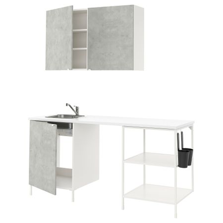 Кухня, 183x63.5x222 см, белый, под бетон IKEA BEGIVENHET БЕГИВЕНХЕТ 693.374.53