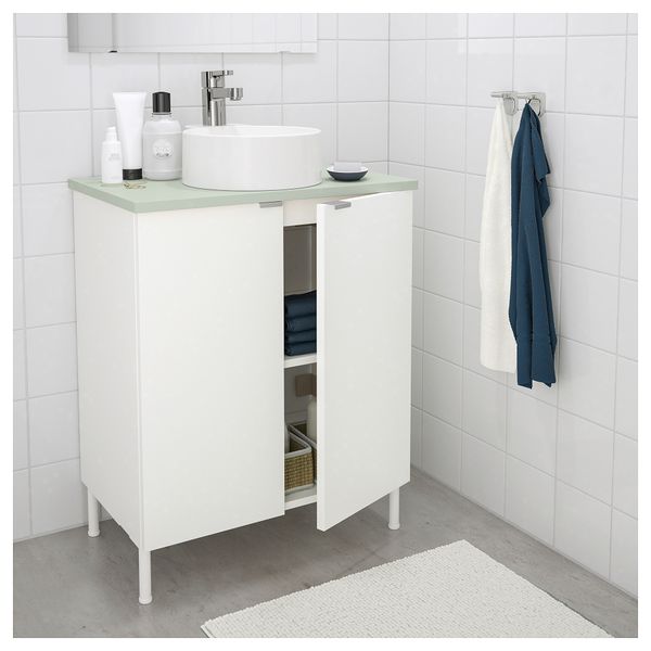 Шкаф под раковину с 2 дверцами ЛИЛЛОНГЕН/ВИСКАН / ГУТВИКЕН, белый, бледно-зеленый (62x40x87 см) - схема-чертеж с размерами