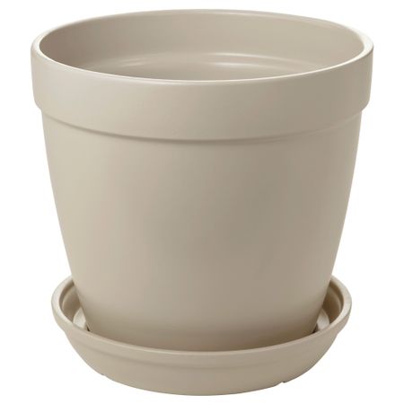 Горшок цветочный с поддоном ЮРТРОН, бежевый