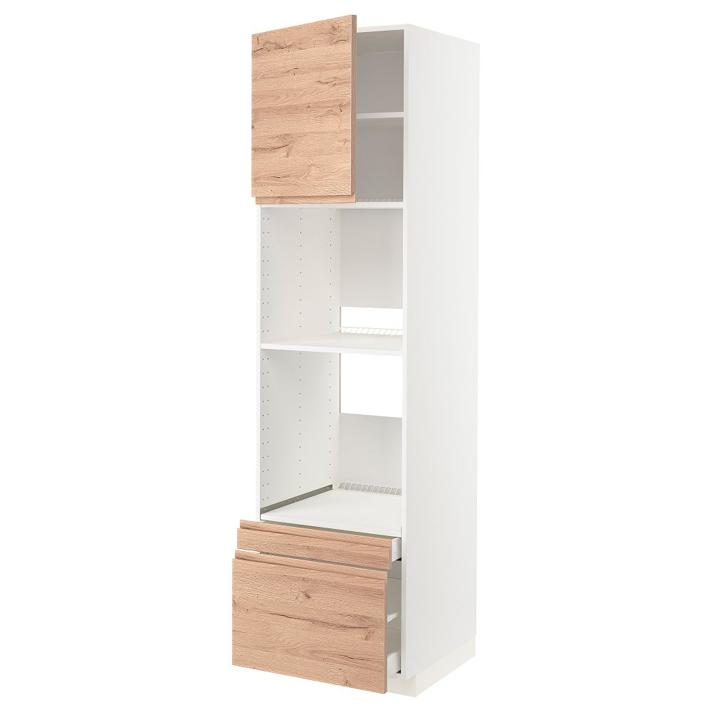Высокий шкаф для духовки, комбинированный духовка + дверца, 2 ящика, 60x60x220 cm IKEA METOD МЕТОД, MAXIMERA МАКСИМЕРА - фото 1