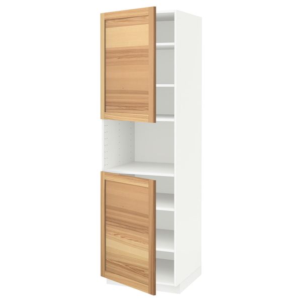 Высокий шкаф для/СВЧ, 2 дверцы/полки, белый/Торхэмн ясень 60x60x200 см IKEA METOD МЕТОД 692.260.87 - схема-чертеж с размерами