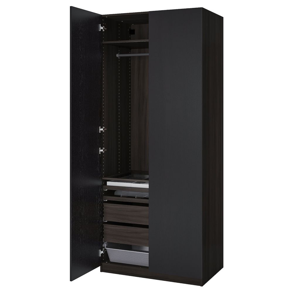Гардероб, черно-коричневый, Форсанд под мореный ясень, черно-коричневый 100x60x236 см IKEA ПАКС 492.868.93 - фото 1