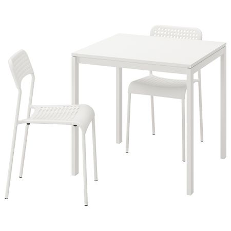 Стол и 2 стула, белый, белый, 75x75 см IKEA MELLTORP МЕЛЬТОРП, ADDE АДДЕ 395.564.80