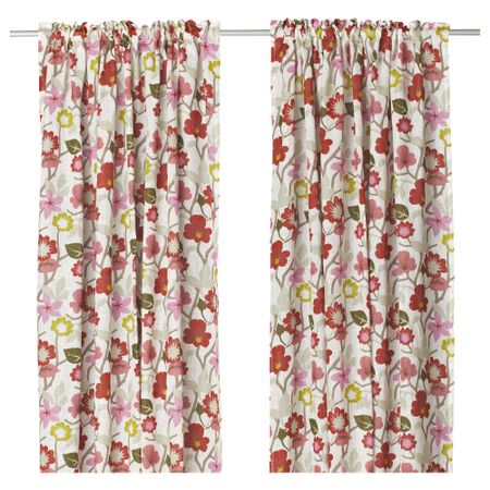 Гардины, 1 пара ФЛИКНЭВА, цветы (145x270 см)
