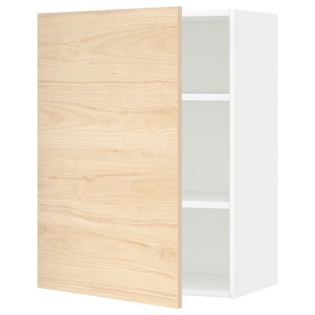 Шкаф навесной с полкой, белый/Аскерсунд под светлый ясень 60x80 см IKEA METOD МЕТОД 692.185.63