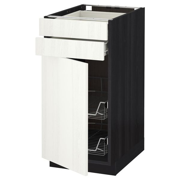 Напольный шкаф, дверца, 2 ящика, проволочных корзин МЕТОД / ФОРВАРА, черный, Росдаль белый - схема-чертеж с размерами