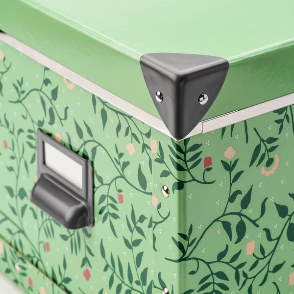 Коробка с крышкой, светло-зеленый/цветочный орнамент 25x36x20 см IKEA FJÄLLA ФЬЕЛЛА 404.650.78 - фото 6
